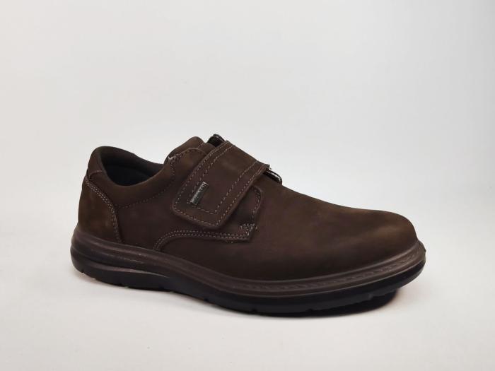 Chaussures homme pieds larges à scratch cuir marron grand confort destockage IMAC 851319 extra wide