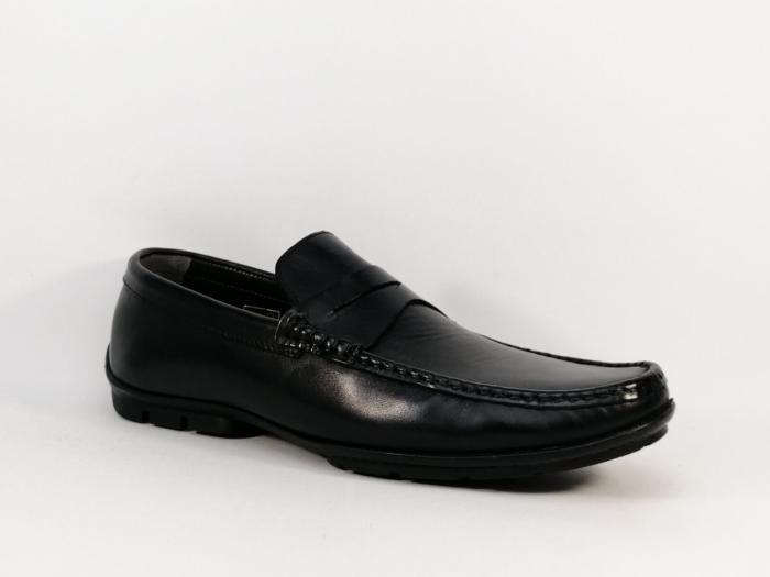 Mocassin homme tout cuir noir grand confort destockage MORAN'S zimo