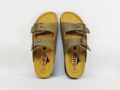 Mule cuir femme confortable PLAKTON beta vert pistacho semelle mémoire de forme