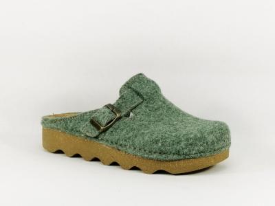 Sabot femme feutre recyclé vert CHIC & RELAX manolya confortable semelle cuir