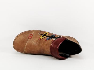 Bottillon camel femme grand confort RIEKER 72581 avec zip