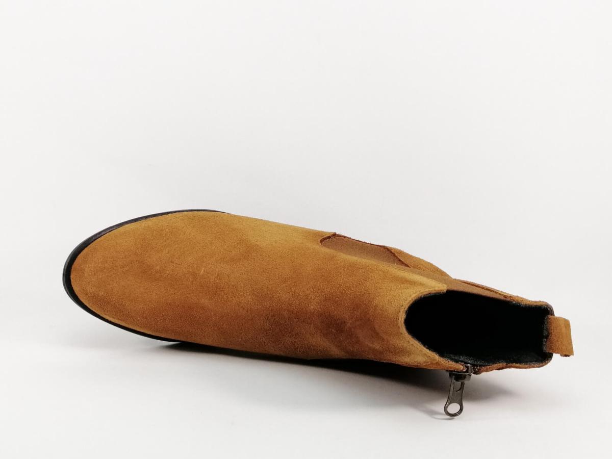 Bottine Femme Cuir Camel Nubuck JORDANA I Pointure Plus