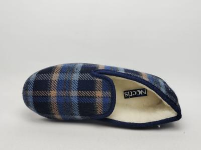 Charentaise homme chausson fourré en laine NOCTIS Bonsoir à pas cher marine à carreaux