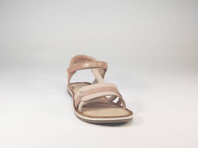 Sandale en cuir rose à scratch en destockage KICKERS Diamanto pour fillette