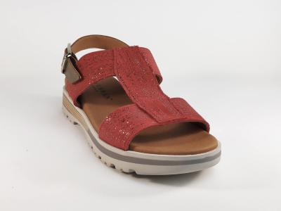 Nu-pied femme en cuir rouge PAULA URBAN 7-208 semelle confort