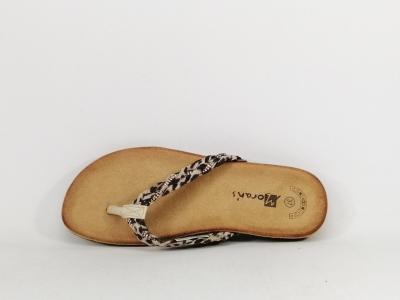 Tong femme chic semelle confortable à pas cher MORAN'S kihan noir beige leopard
