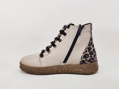 Basket montante femme cuir souple beige leopard confortable tendance PEDRO TORRES 877BON1