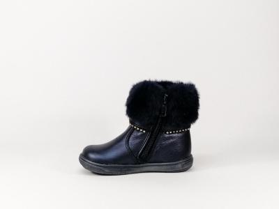 Botte en cuir bleu marine pour fille à pas cher Destockage BOPY Richette