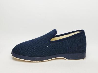 Chaussons chauds homme charentaise fourrée pure laine SOCA 0591 marine