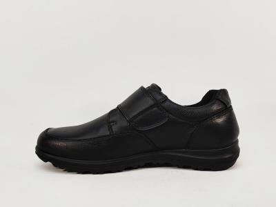 Chaussure homme pieds larges cuir noir à scratch grand confort destockage IMAC 851470