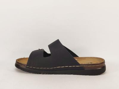 Claquette homme cuir noir mule confortable souple MORAN'S pouzin à pas cher