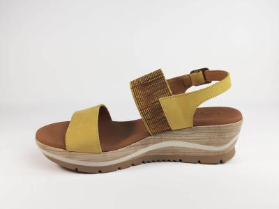 Nu-pied compensé tout cuir jaune moutarde PAULA URBAN 1-151 femme