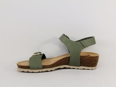 Sandale compensée femme semelle confortable cuir vert destockage MORAN'S Jouty à pas cher