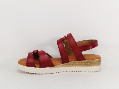 Sandale rouge femme cuir souple confortable JORDANA 681 à scratch