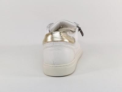 Basket femme cuir blanc souple et confortable à pas cher destockage COTEMER elkena cuir plissé effet vieilli