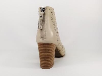 Bottine d'été tout cuir beige à talon haut destockage CARMELA 67181 femme