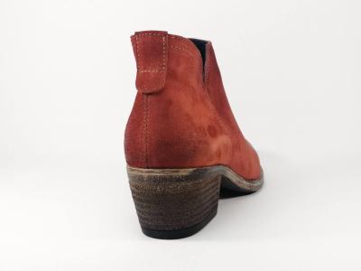 Bottine à talon en cuir rouge brique ORLAND 6039 pour femme