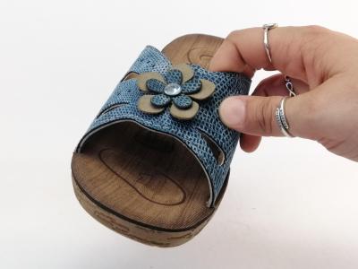 Mule compensée femme à pas cher RELAXITY Maddox bleu jean semelle anatomique