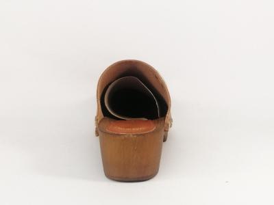Sabot femme cuir et bois destockage TROPEZIENNES tonsabo camel à pas cher