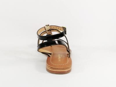 Sandale TROPEZIENNES femme cuir noir leopard destockage baie pas cher