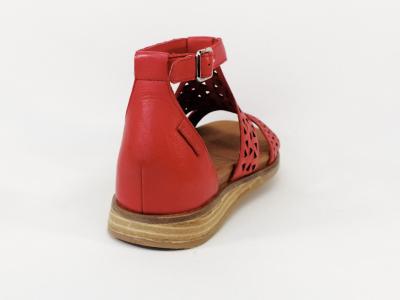 Sandale femme à talon fermé tout cuir rouge destockage CARMELA 67861