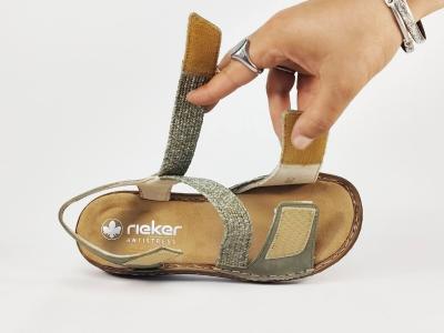 Sandales vertes femme RIEKER V2862 confortable tendance semelle anti stress et velcro