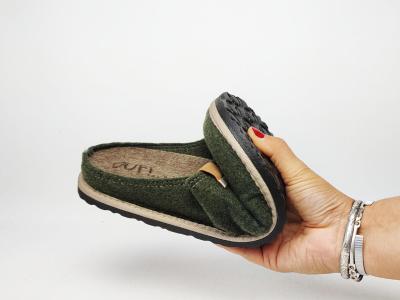 Chausson homme confortable semelle amovible dessus kaki feutre recycle OUF Mynes