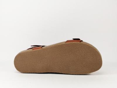 Sandale plate en cuir camel fabriquée en Espagne JORDANA 2136 femme
