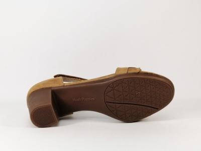 Sandale à talon cuir camel en destockage HUSH PUPPIES tstrap femme