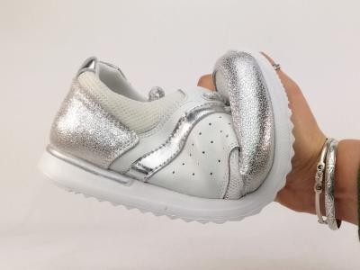 Chaussure MORAN'S femme basket souple confortable wichy en destockage cuir blanc argent à pas cher