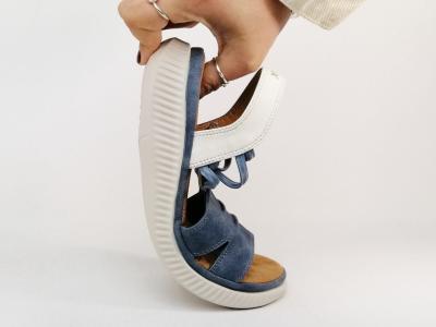 Sandale femme à élastiques confortable bleu jean semelle mémoire de forme ROMIKA 74R009200800