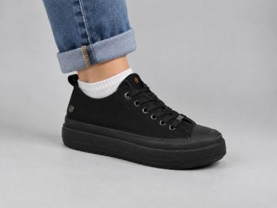 Basket noire femme habillée semelle épaisse confortable destockage REFRESH 173073