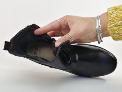 Bottines noires femme très souples et légères semelle cuir confort à pas cher SWEET'R dobby