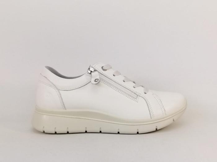 Basket blanche femme cuir souple confortable chic fermeture éclair et lacets destockage IMAC 756277