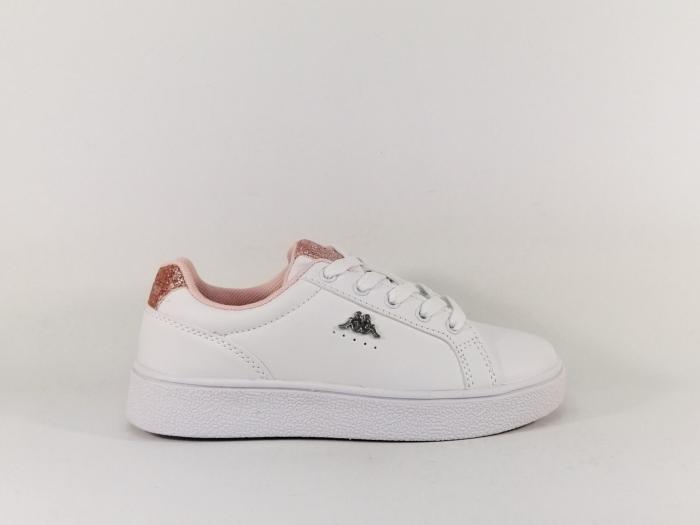 Basket blanche femme fille à pas cher destockage KAPPA logo amelia A25 rose