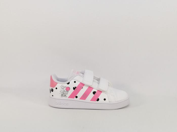 Basket blanche à velcro fille destockage ADIDAS grand court édition disney