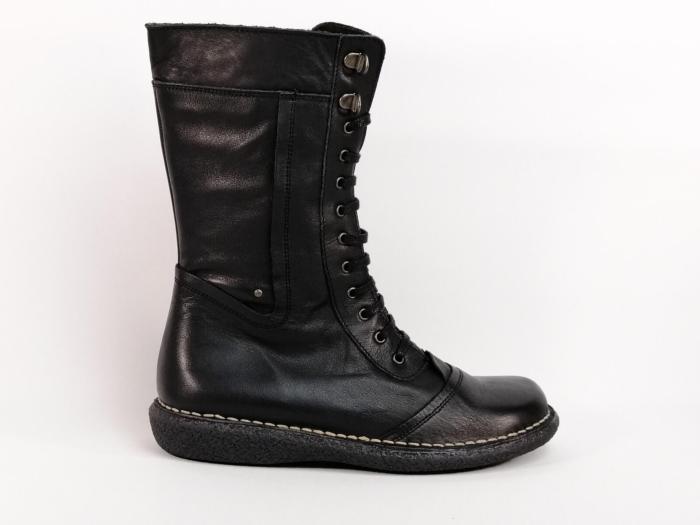 Botte en cuir noir à lacets BRAN’S 516 Fabriquée en Espagne pour femme