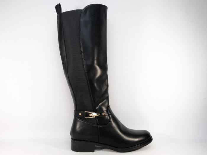 Botte noire femme grande pointure mollets larges double élastique CINK ME dm-y33 confort