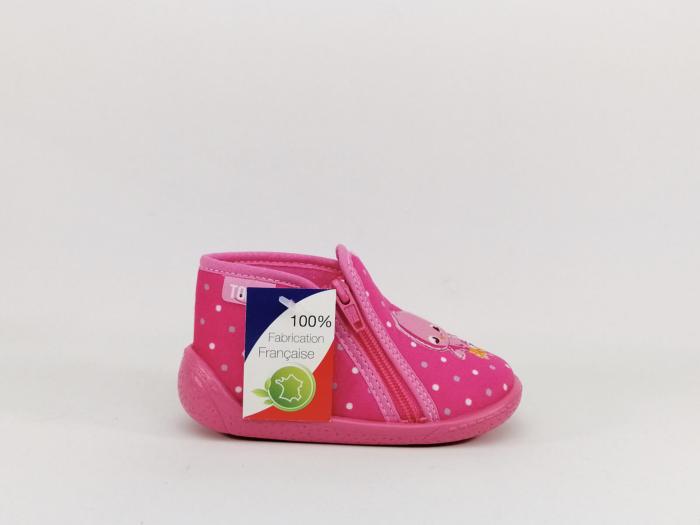 Chaussons rose destockage TOOTI xadage bébé fille fabrication française