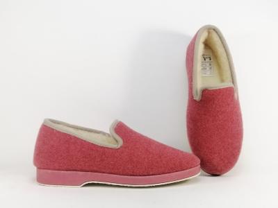Chausson charentaise femme grande taille fourré laine SOCA 2520 rose fresa - Fabrication Espagne