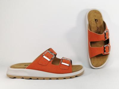 Mule femme confort orange originale semelle cuir MORAN'S pamie  pas cher