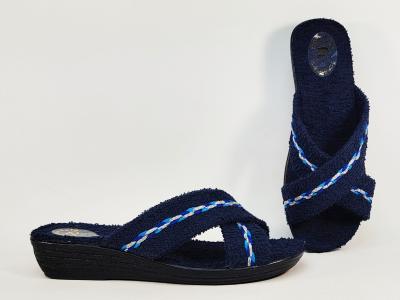 Mule femme pied sensible compensée confort coton éponge marine à pas cher PATRIZIA Spugna
