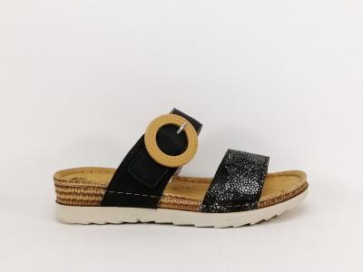 Mule noire femme chic confortable semelle cuir à pas cher MORAN'S agate