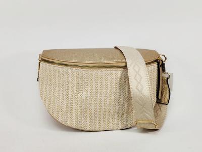 Sac banane femme pas cher chic doré raphia beige tendance MARO S12-26 light gold
