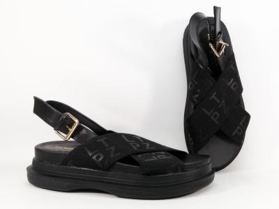 Sandale noire femme semelle paisse confort pas cher destockage TROPEZIENNES colibri