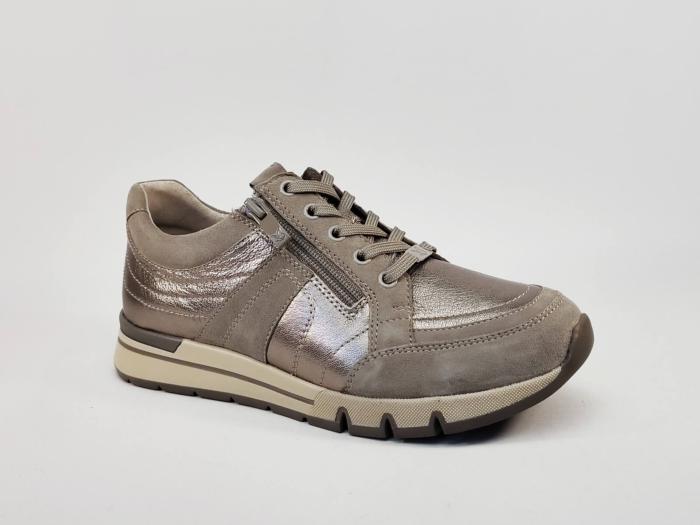Baskets femme pieds larges confortable cuir taupe CAPRICE 23768 largeur H