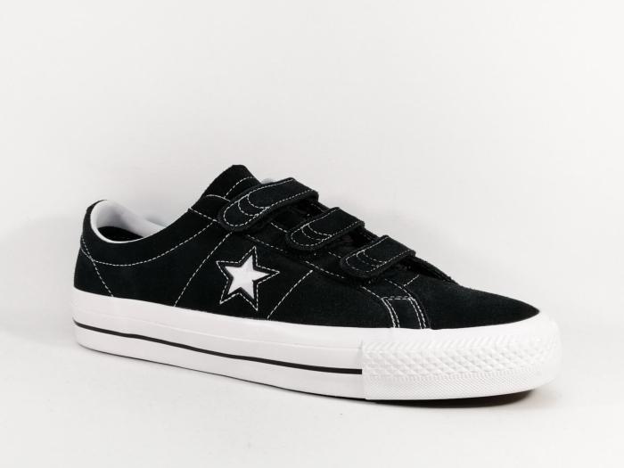 Basket homme destockage CONVERSE 162518C cuir noir à velcro