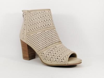 Bottine d't tout cuir beige  talon haut destockage CARMELA 67181 femme