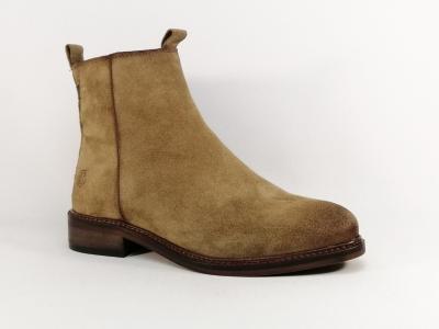Bottines plates femme cuir nubuck taupe confortable et souple destockage CARMELA 160930 TAUPE
