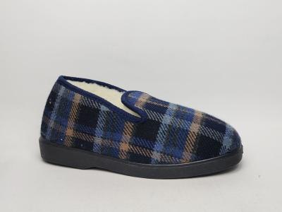 Charentaise homme chausson fourré en laine NOCTIS Bonsoir à pas cher marine à carreaux